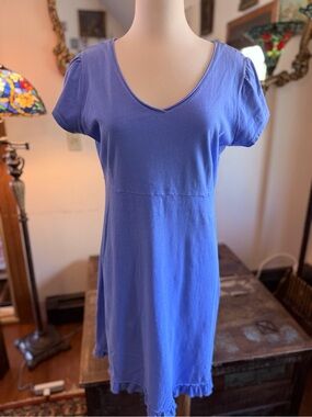 Fresh Produce Cotton Women's V-Neck Short Sleeve Dress Top in Periwinkle Blue